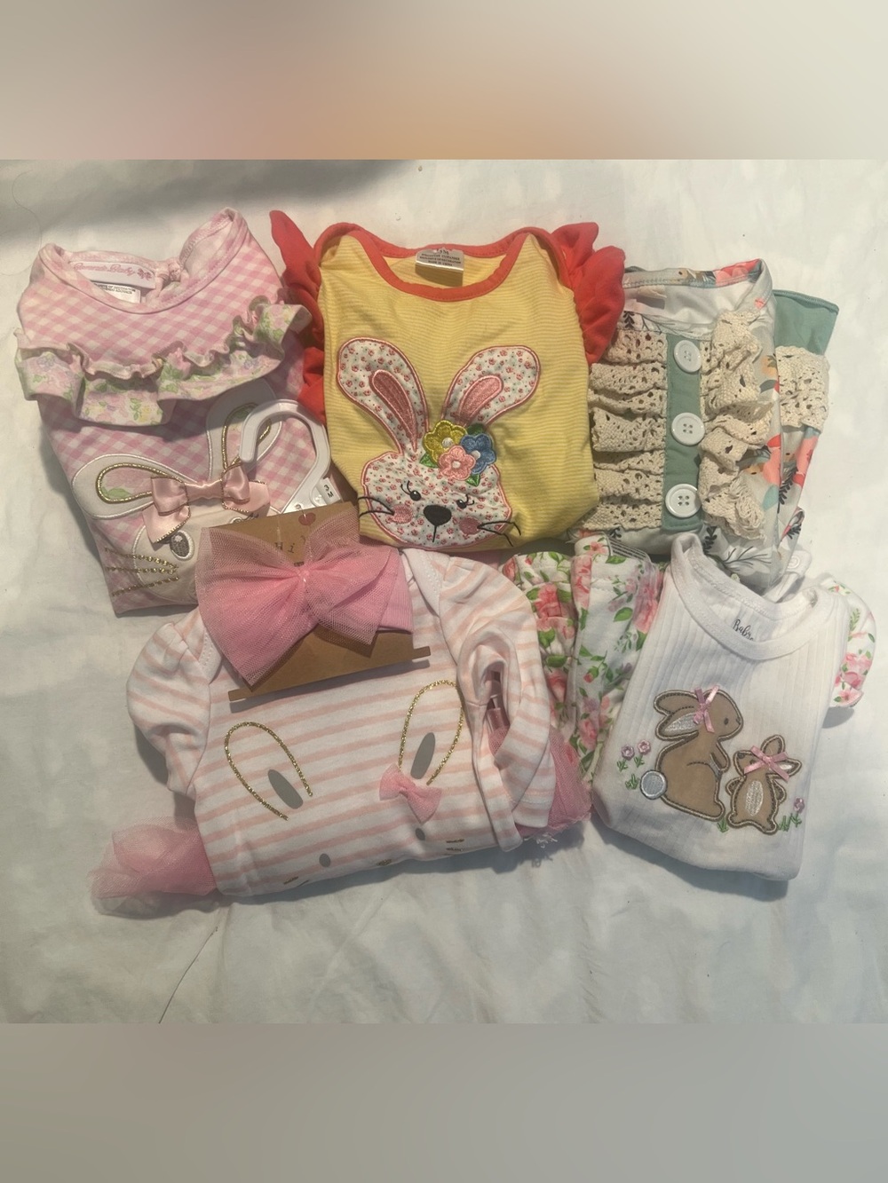 Bundle of Baby Girl Easter Outfits Size 3M Easter Appliqué Rompers